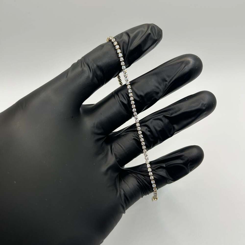 Moissanite Tennis Bracelet Real Gold VVS D Color Iced Out 2mm 6.5 Inch Women